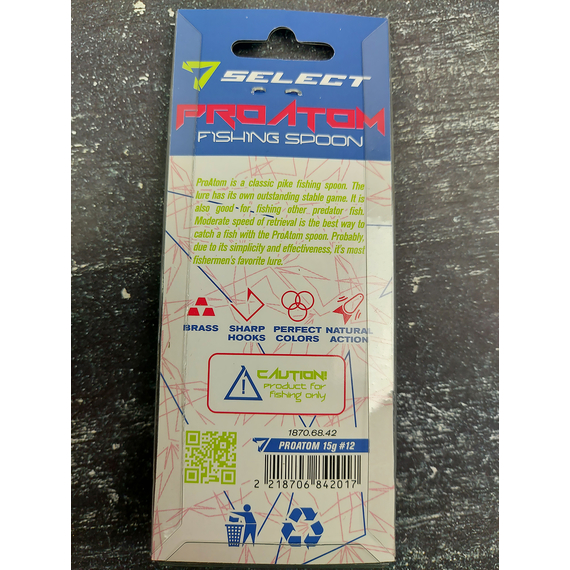 Блешня Select ProAtom 15.0g 65mm #12, Вага блешні: 15г, Колір блешні: 12, фото , изображение 4