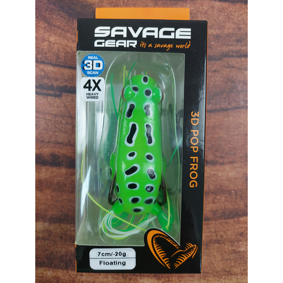 Воблер Savage Gear 3D Pop Frog 70mm 20g Green Frog, Размер/Вес: 70мм/20г, Цвет воблера: Green Frog, фото , изображение 4