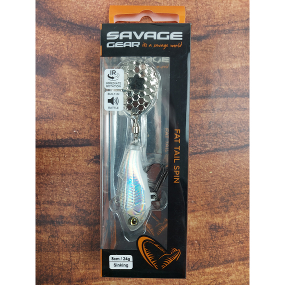 Тейл-спінер Savage Gear Fat Tail Spin 80mm 24.0g White Silver, фото , изображение 2
