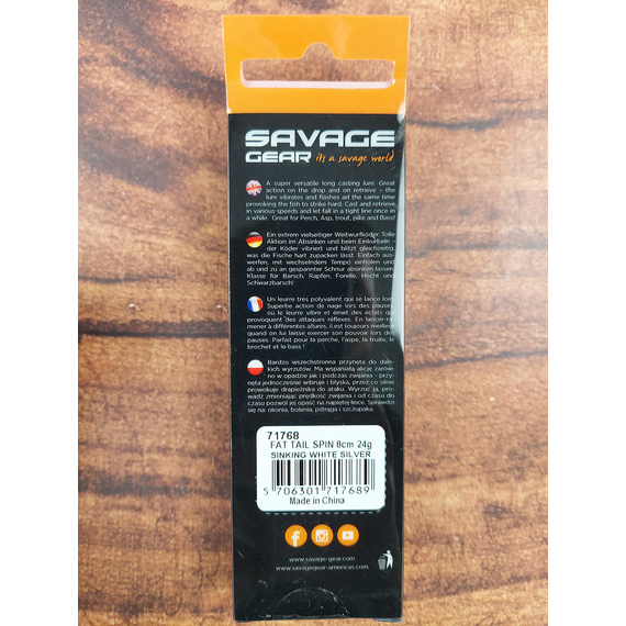 Тейл-спінер Savage Gear Fat Tail Spin 80mm 24.0g White Silver, фото , изображение 3