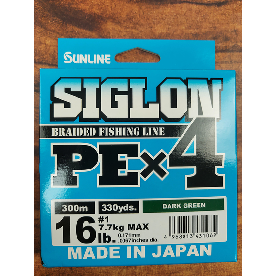 Шнур Sunline Siglon PE х4 300m (темн-зел.) #1.0/0.171mm 16lb/7.7kg, Диаметр: #1.0/0.171mm, Размотка: 300m, Выберите цвет: темно-зеленый, фото , изображение 3