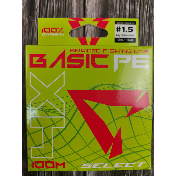 Шнур Select Basic PE 100m (темн-зел.) 0.18mm 22lb/9.9kg, Диаметр: 0.18mm, Размотка: 100m, Выберите цвет: темно-зелений, фото , изображение 2