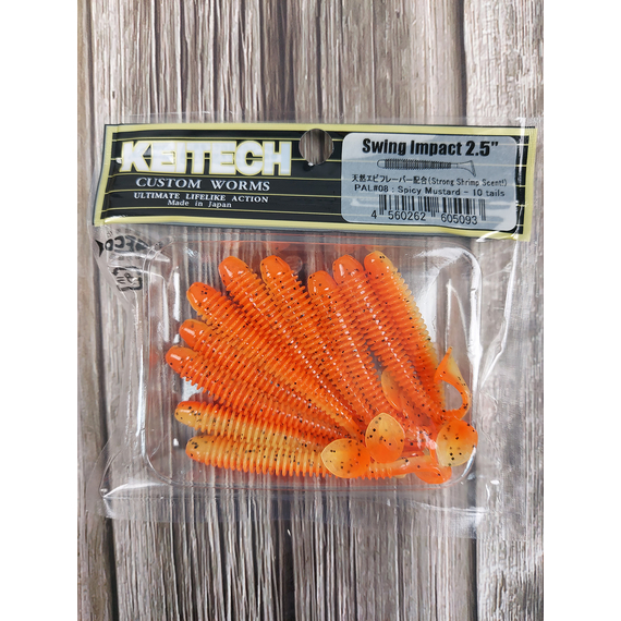 Силікон Keitech Swing Impact 2.5" (10 шт/упак), колір:pal#08 spicy mustard, Довжина силікону: 2.5" (6.3 см), Колір силікону: PAL#08 Spicy Mustad, фото , изображение 3