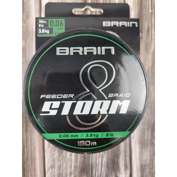 Шнур Brain Storm 8X (green) 150m 0.06mm 8lb/3.8kg, Діаметр: 0.06mm, Колір: Зелений, фото , изображение 5
