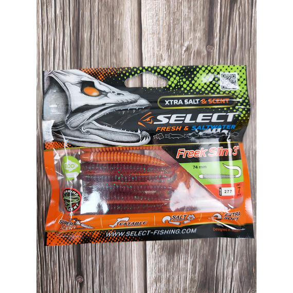 Силикон Select Freek Slim 3" col.277 (7 шт/пак), Длина силикона: 3" (7.62 см), Расцветка силикона: 277, фото , изображение 3