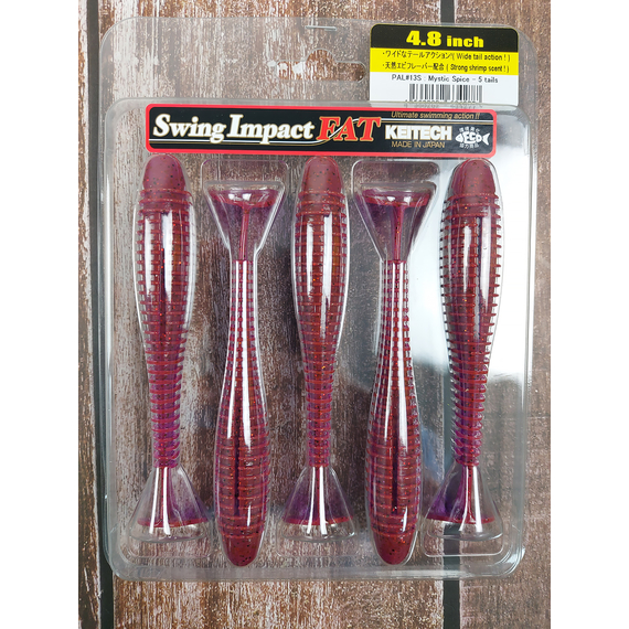 Силикон Keitech Swing Impact FAT 4.8" (5 шт/уп) цвет: pal#13 mistic spice, Длина силикона: 4.8" (12.2 см), Расцветка силикона: PAL#13 Mistic Spice, фото , изображение 3