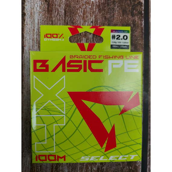 Шнур риболовний Select Basic PE 100m, 0.22mm, 30Lb/13.6kg, колір: різнобарвний, Діаметр: 0.22mm, Розмотування: 100m, Колір: мультиколор, фото , изображение 2