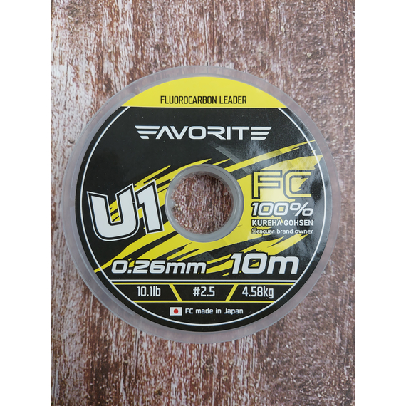 Флюорокарбон Favorite U1 FC 10m #2.5/0.26mm 10.1lb/4.58kg (Made in Japan), Діаметр: 0.26mm, Розмотування: 10m, фото , изображение 6