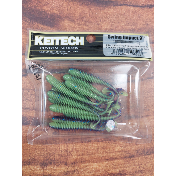 Силикон Keitech Swing Impact 2" (12 шт/упак) ц: pal#06 violet lime berry, Длина силикона: 2" (5.1 см), Расцветка силикона: PAL#06 Violet Lime Berry, фото , изображение 3