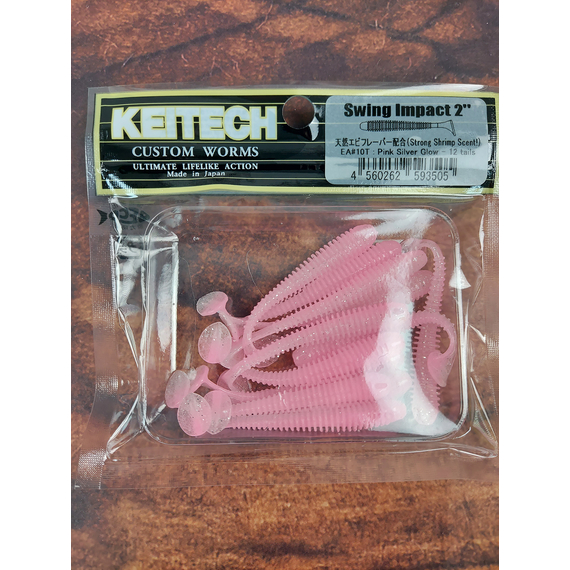 Силікон Keitech Swing Impact 2" (12 шт/упак), колір:ea#10 pink silver glow, Довжина силікону: 2" (5.1 см), Колір силікону: EA#10 Pink Silver Glow, фото , изображение 3