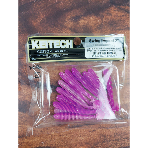 Силікон Keitech Swing Impact 2" (12 шт/упак), колір:pal#14 glamorous pink, Довжина силікону: 2" (5.1 см), Колір силікону: PAL#14 Glamorous Pink, фото , изображение 3