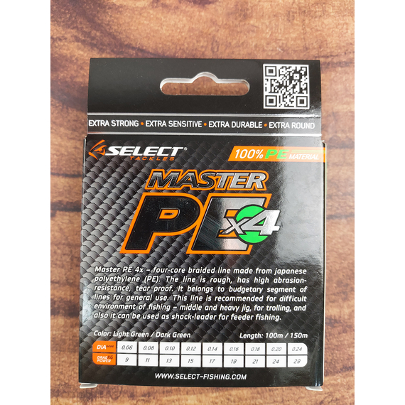 Шнур Select Master PE 100m (салат.) 0.18мм 21кг, Діаметр: 0.18mm, Розмотування: 100m, Колір: салатовый, фото , изображение 7