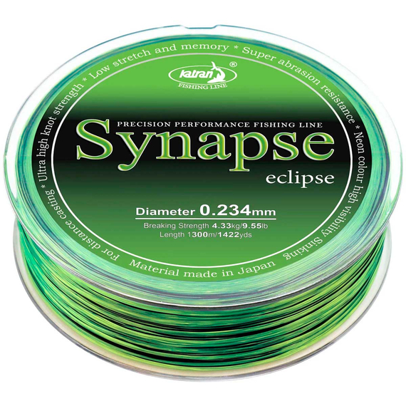 Жилка Katran Synapse Eclipse 1300m (neon/black) 0.234mm 9.55lb, Диаметр: 0.23, Размотка: 1300m, фото 