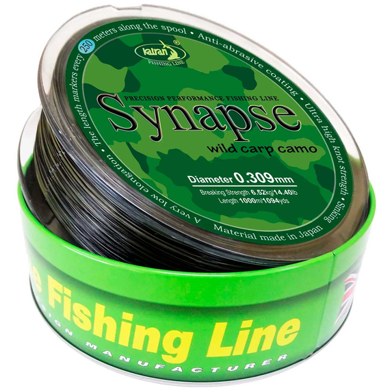 Жилка Katran Synapse Wild Carp Camo 1000m (dark camo) 0.331mm 16.8lb, Діаметр: 0.33, Розмотування: 1000m, фото , изображение 2