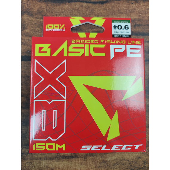Шнур Select Basic PE 8x 150m (темн-зел.) #0.6/0.1mm 12lb/5.5kg, Діаметр: 0.10mm, Розмотування: 150m, Колір: темно-зеленый, фото , изображение 2