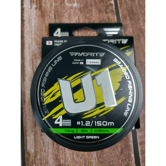 Шнур Favorite U1 PE 4x 150m (light green) #1.2/0.191mm 16lb/7.2kg, Диаметр: #1.2/0.191mm, Размотка: 150, Выберите цвет: салатовий, фото , изображение 11