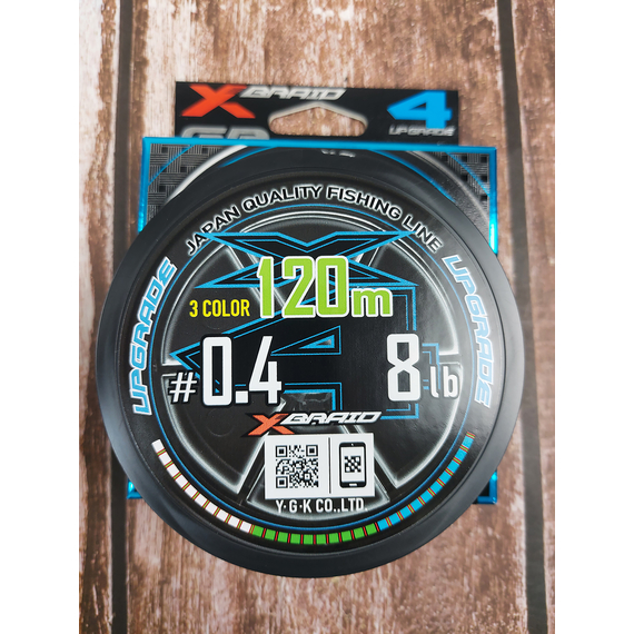 Шнур YGK X-Braid Upgrade X4 3colored 120m #0.4/0.104mm 8Lb/3.63kg, Діаметр: #0.4/0.104mm, Розмотування: 120m, фото , изображение 5