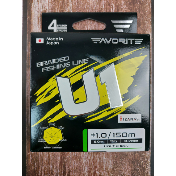 Шнур Favorite U1 PE 4x 150m (light green) #1.0/0.171mm 13lb/6.0kg, Диаметр: #1.0/0.171mm, Размотка: 150, Выберите цвет: салатовий, фото , изображение 9