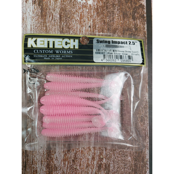 Силикон Keitech Swing Impact 2.5" (10 шт/упак) ц:ea#10 pink silver glow, Длина силикона: 2.5" (6.3 см), Расцветка силикона: EA#10 Pink Silver Glow, фото , изображение 3