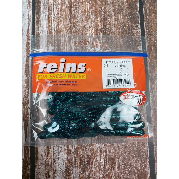 Силікон Reins Curly Curly 4" 012 Junebug (15шт/уп), Довжина силікону: 3,3`` (8,38 см), Колір силікону: 012 Junebug, фото , изображение 2