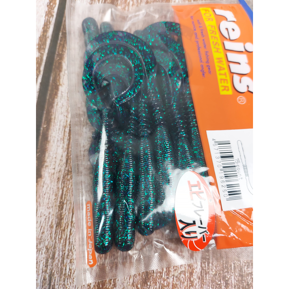 Силікон Reins Curly Curly 4" 012 Junebug (15шт/уп), Довжина силікону: 3,3`` (8,38 см), Колір силікону: 012 Junebug, фото , изображение 6