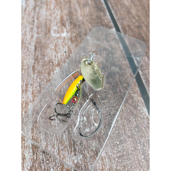 Блешня Savage Gear Sticklebait Spinner #1 4.5g Firetiger Gold, Вага блешні: 4.5g, Колір блешні: Firetiger Gold, фото , изображение 4