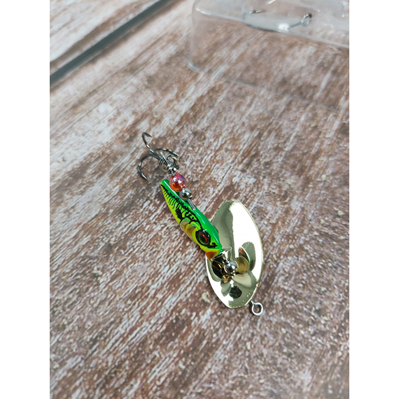 Блешня Savage Gear Sticklebait Spinner #1 4.5g Firetiger Gold, Вага блешні: 4.5g, Колір блешні: Firetiger Gold, фото , изображение 5