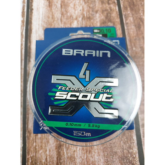 Шнур Brain Scout 4X 150m (deep green) 0.100mm 5.8kg, Діаметр: 0.10mm, Колір: deep green, фото , изображение 7