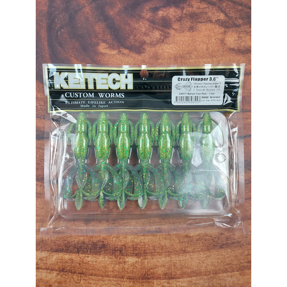 Силікон Keitech Crazy Flapper 3.6" (7 шт/уп),, колір: ea#17 midnight chart back, Довжина силікону: 3.6" (9.1 см), Колір силікону: EA#17 Midnight Chart Back, фото , изображение 2