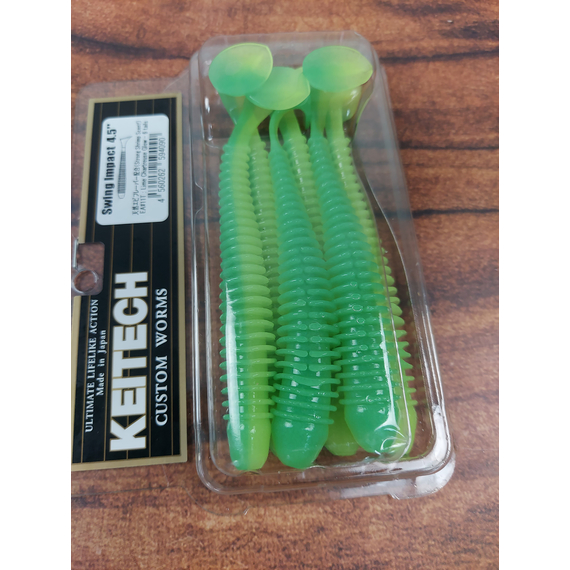 Силікон Keitech Swing Impact 4.5" (6 шт/упак), колір:ea#11 limechartreuseglow, Довжина силікону: 4.5" (11.4 см), Колір силікону: EA#11 Lime Chartreuse Glow, фото , изображение 7