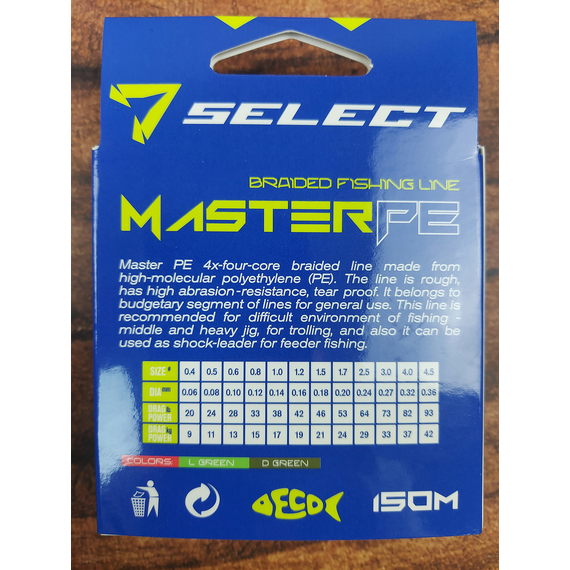 Шнур Select Master PE 150m (салат.) 0.18мм 21кг, Діаметр: 0.18mm, Розмотування: 150m, Колір: салатовый, фото , изображение 8