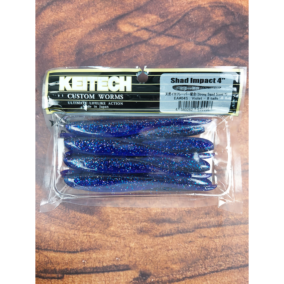 Силікон Keitech Shad Impact 4" (8 шт/упак), колір:ea#04 violet, Довжина силікону: 4" (10.2 см), Колір силікону: EA#04 Violet, фото , изображение 3