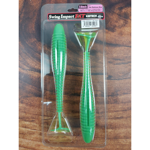 Силікон Keitech Swing Impact FAT 7.8" (2 шт/уп),, колір: ea#11 lime chartreuseglow, Довжина силікону: 7.8" (19.8 см), Колір силікону: EA#11 Lime ChartreuseGlow, фото , изображение 3