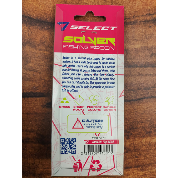 Блешня Select Solver 10.0g 71mm S49, Вес: 10г, Цвет блесны: S49, фото , изображение 4