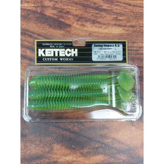 Силікон Keitech Swing Impact 4.5" (6 шт/упак), колір:424 lime chartreuse, Довжина силікону: 4.5" (11.4 см), Колір силікону: 424 Lime Chartreuse, фото , изображение 3