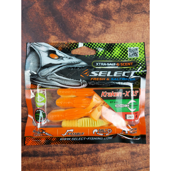 Силікон Select Kraken-X 3.5" #247 (4 шт / уп), Довжина силікону: 3.5" (8.89 см), Колір силікону: 247, фото , изображение 4