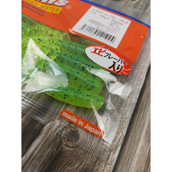 Силікон Reins Fat G-Tail Grub 3" 419 Chart Pepper (12шт/уп), Довжина силікону: 3.0" (7,62 см), Колір силікону: 419 chart pepper, фото , изображение 3