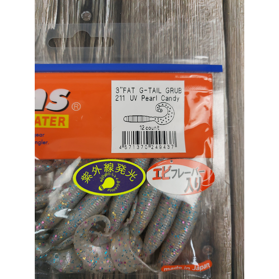 Силікон Reins Fat G-Tail Grub 3" 211 UV Pearl Candy (12шт/уп), Довжина силікону: 3.0" (7,62 см), Колір силікону: 211 UV Pearl Candy, фото , изображение 7