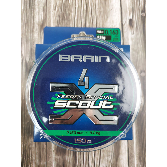 Шнур Brain Scout 4X 150m (deep green) 0.163mm 9.8kg, Діаметр: 0.163mm, Колір: deep green, фото , изображение 7