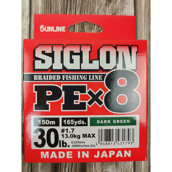 Шнур Sunline Siglon PE х8 150m (темн-зел.) #1.7/0.223mm 30lb/13.0kg, Діаметр: #1.7/0.223mm, Колір: темно-зеленый, фото , изображение 4