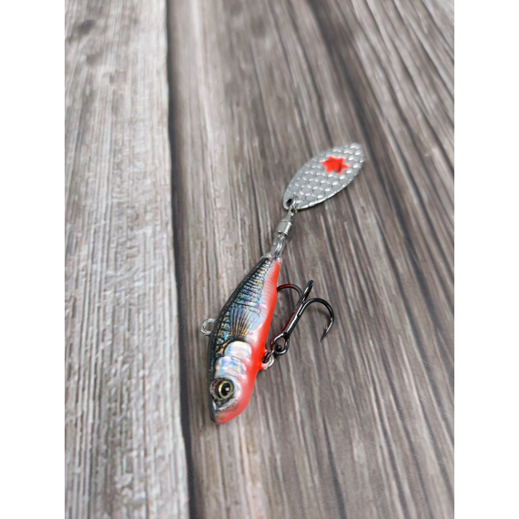 Тейл-спінер Savage Gear 3D Sticklebait Tailspin 65mm 9.0g Black Red, фото , изображение 5