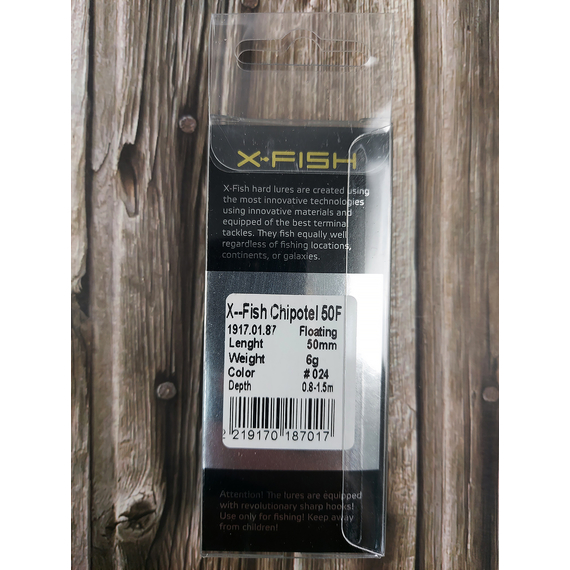 Воблер X-Fish Chipotel 50F 50mm 6g #024 (0.8-1.5m), Размер/Вес: 50mm/6g, Цвет воблера: 024, фото , изображение 4