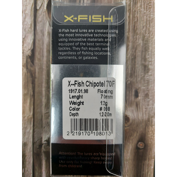 Воблер X-Fish Chipotel 70F 70mm 12g #098 (1.2-2.0m), Розмір/Вага: 70mm/12g, Колір воблера: 098, фото , изображение 4