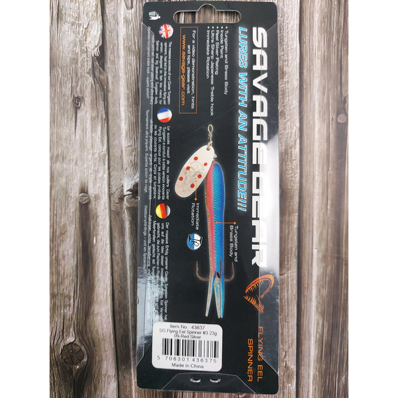 Блешня Savage Gear Flying Eel Spinner #3 23.0g 09-Red Silver, Вага блешні: 23g, Колір блешні: Red Silver, фото , изображение 4