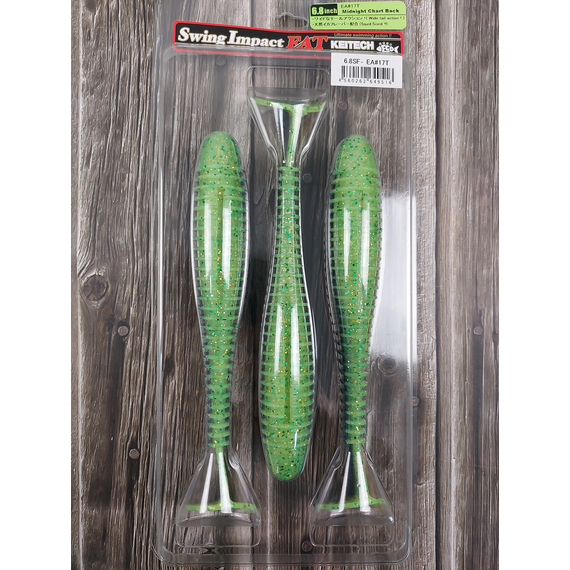 Силікон Keitech Swing Impact FAT 6.8" (3 шт/уп),, колір: ea#17 midnight chart back, Довжина силікону: 6.8" (17.3 см), Колір силікону: EA#17 Midnight Chart Back, фото , изображение 2