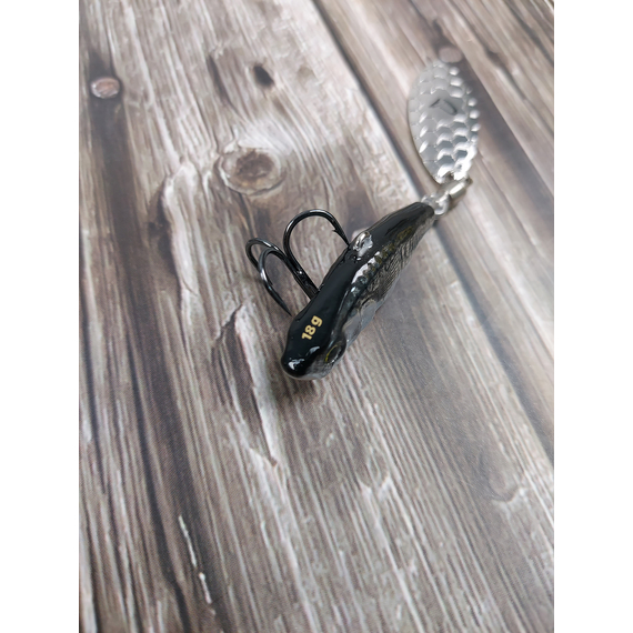 Тейл-спінер Savage Gear 3D Sticklebait Tailspin 80mm 18.0g Black Silver, фото , изображение 6