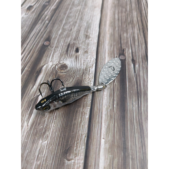 Тейл-спінер Savage Gear 3D Sticklebait Tailspin 80mm 18.0g Black Silver, фото , изображение 7