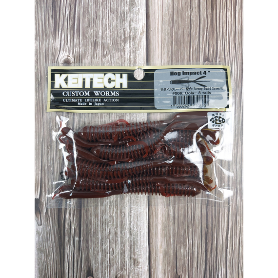 Силікон Keitech Hog Impact 4" (8 шт/упак), колір:006 cola, Довжина силікону: 4" (10.2 см), Колір силікону: 006 Cola, фото , изображение 3