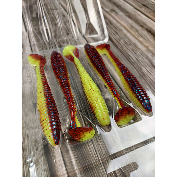 Силікон Keitech Swing Impact FAT 4.8" (5 шт/уп), колір:ea#15 grape chart red flk, Довжина силікону: 4.8" (12.2 см), Колір силікону: ea#15 grape chart red flk, фото , изображение 5