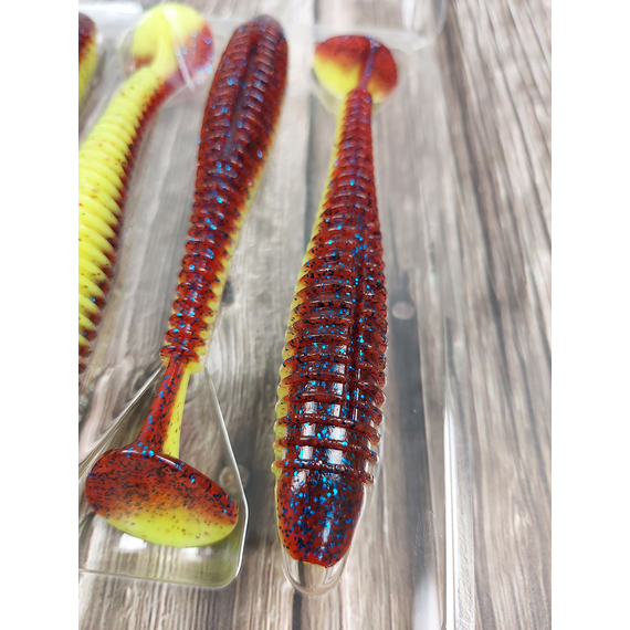 Силікон Keitech Swing Impact FAT 4.8" (5 шт/уп), колір:ea#15 grape chart red flk, Довжина силікону: 4.8" (12.2 см), Колір силікону: ea#15 grape chart red flk, фото , изображение 6